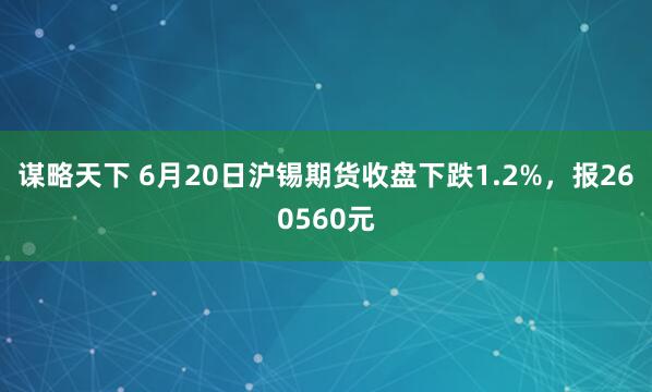 谋略天下 6月20日沪锡期货收盘下跌1.2%,报260560元