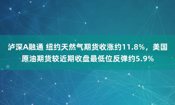 泸深A融通 纽约天然气期货收涨约11.8%,美国原油期货较近期收盘最低位反弹约5.9%