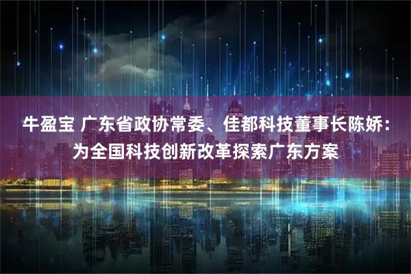 牛盈宝 广东省政协常委、佳都科技董事长陈娇：为全国科技创新改革探索广东方案